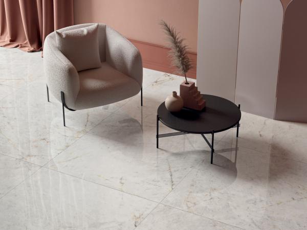 Elegant marble floor tiles in modern living space