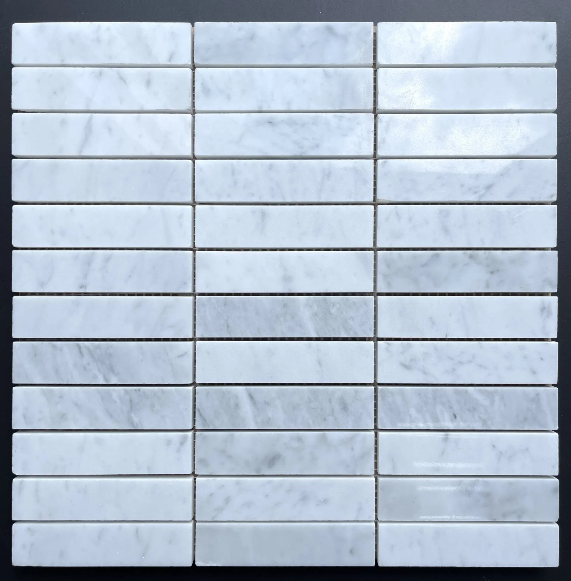 Bianco Carrara 1"x4" Stacked Mosaic
