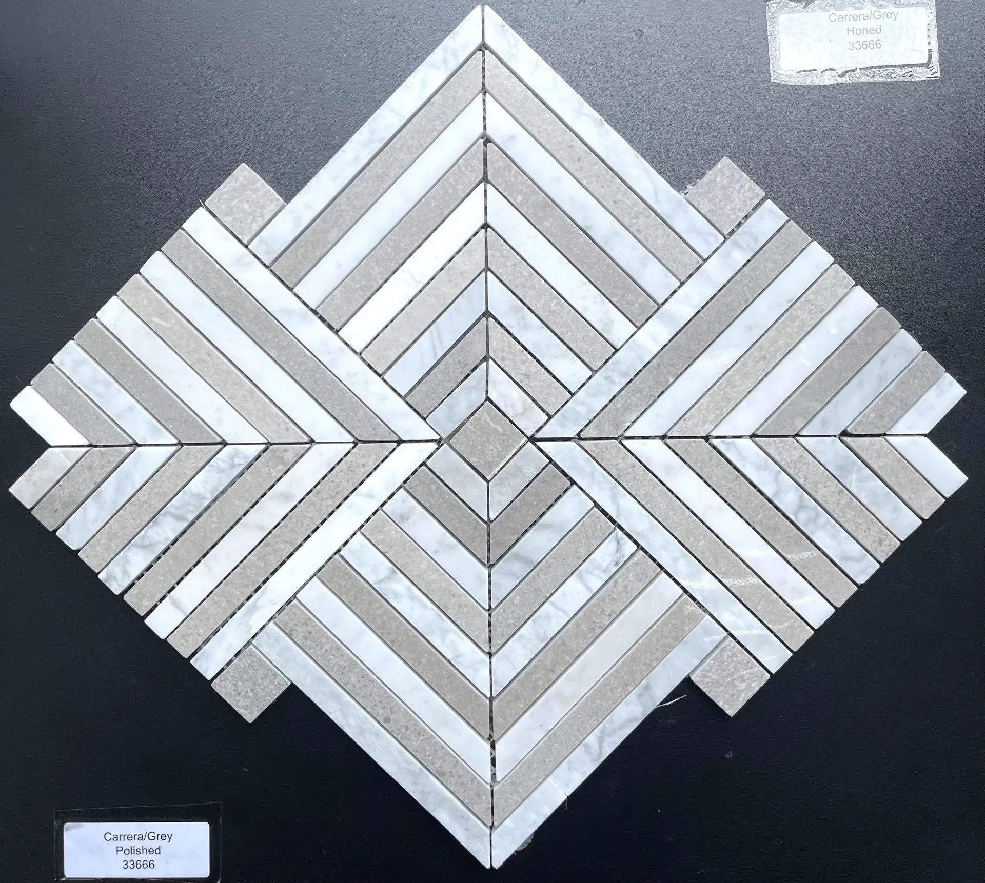Bianco Carrara & Grey Chevron Mosaic